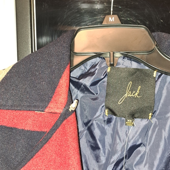 Jack by BB Dakota Women's Bold Striped Pea Coat - Red, Navy, and Cream - Picture 8 of 11